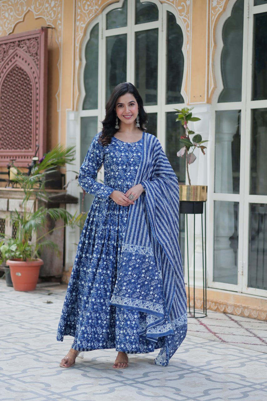 Dusty Blue Premium Readymade Kurti with Pant & Dupatta Set – Elegant & Comfortable! Clothsvilla