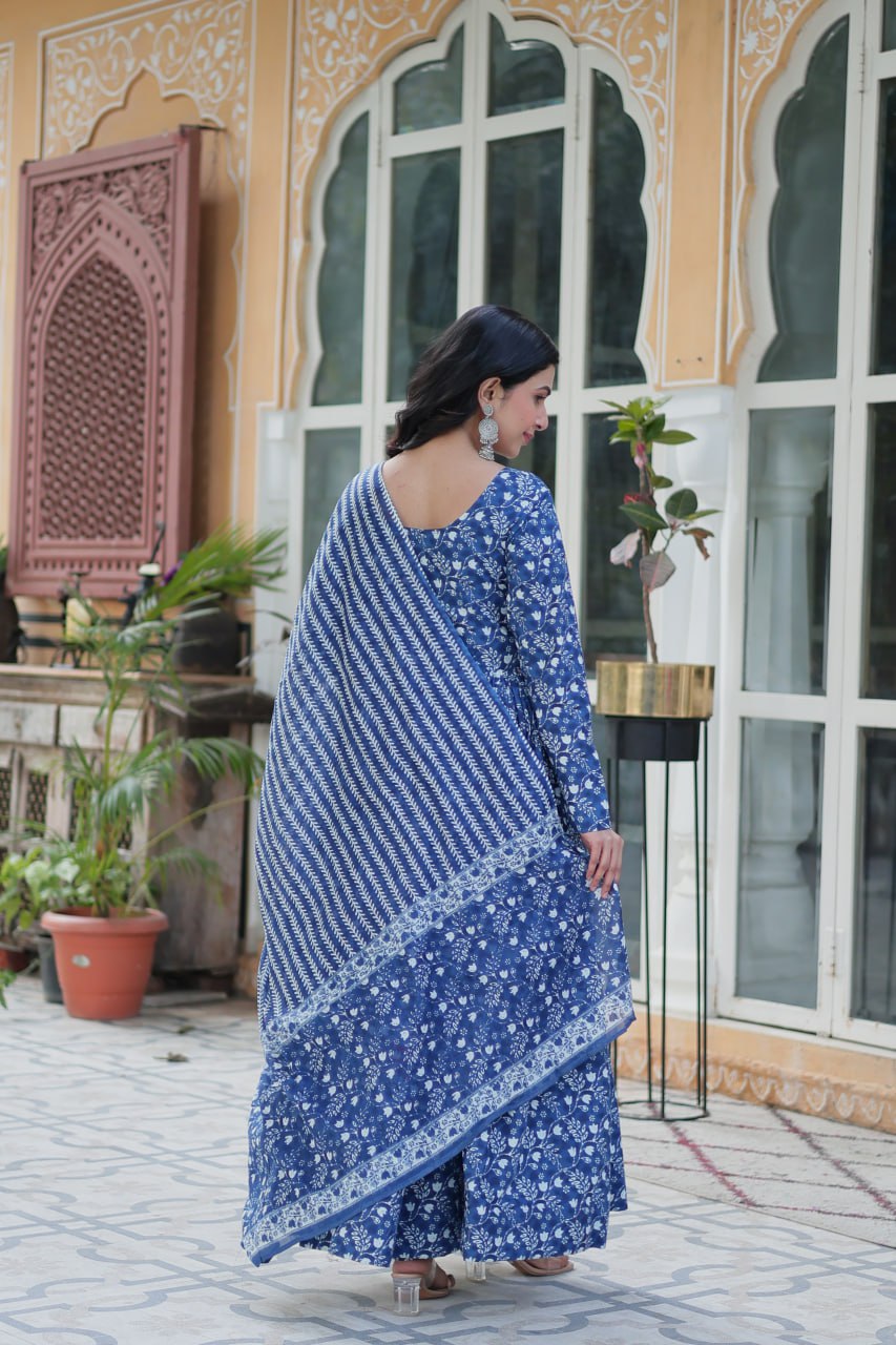 Dusty Blue Premium Readymade Kurti with Pant & Dupatta Set – Elegant & Comfortable! Clothsvilla