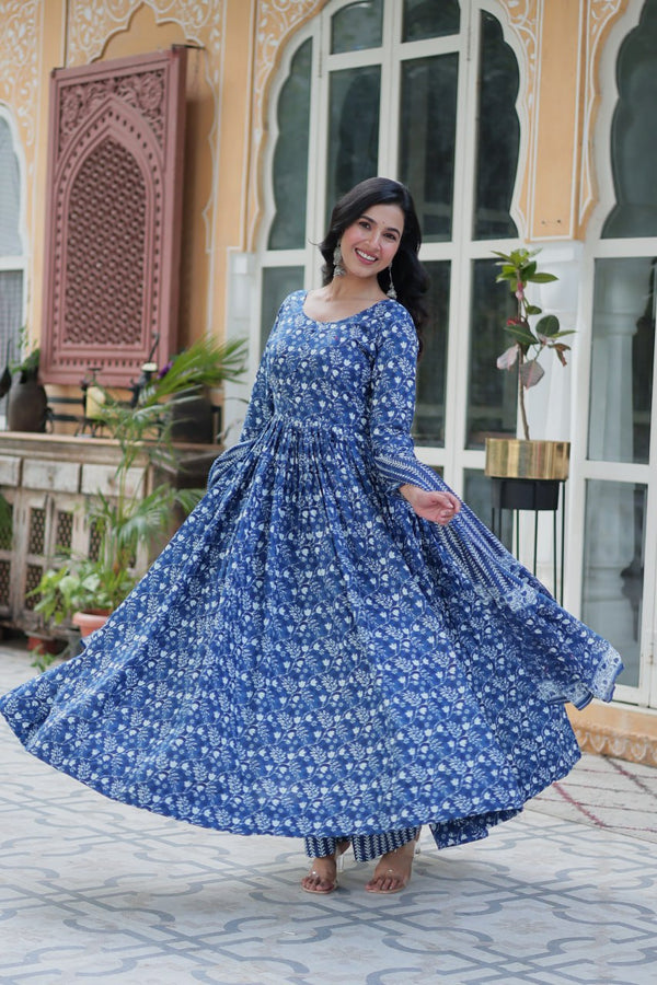Dusty Blue Premium Readymade Kurti with Pant & Dupatta Set – Elegant & Comfortable! Clothsvilla
