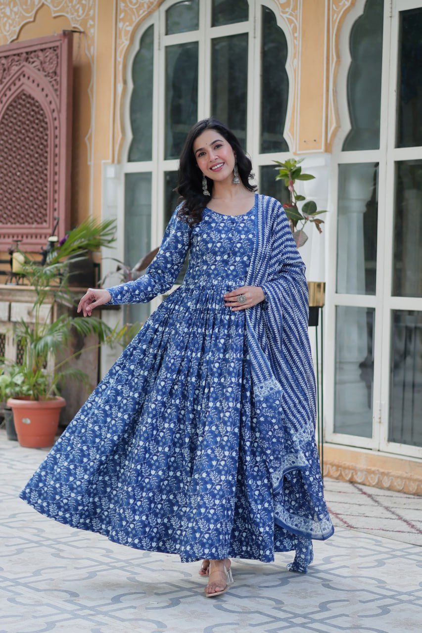 Dusty Blue Premium Readymade Kurti with Pant & Dupatta Set – Elegant & Comfortable! Clothsvilla