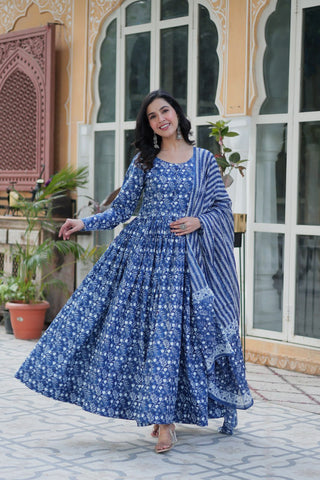 Dusty Blue Premium Readymade Kurti with Pant & Dupatta Set – Elegant & Comfortable! Clothsvilla