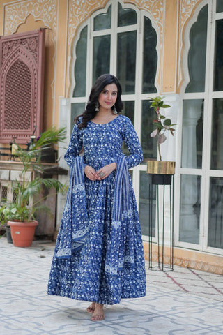 Dusty Blue Premium Readymade Kurti with Pant & Dupatta Set – Elegant & Comfortable! Clothsvilla