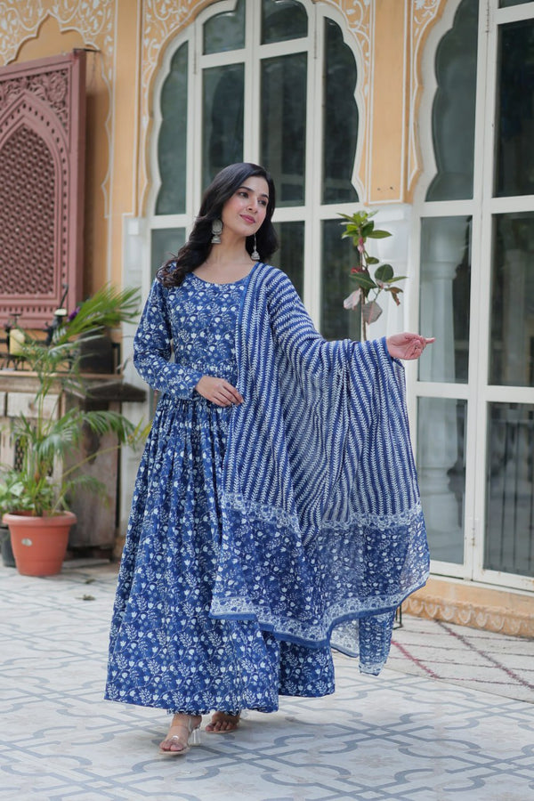 Dusty Blue Premium Readymade Kurti with Pant & Dupatta Set – Elegant & Comfortable! Clothsvilla