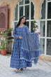 Load image into Gallery viewer, Dusty Blue Premium Readymade Kurti with Pant &amp; Dupatta Set – Elegant &amp; Comfortable! Clothsvilla