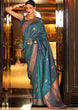 Load image into Gallery viewer, Dusty Blue Stunning Bollywood Style Tussar Silk Saree ClothsVilla