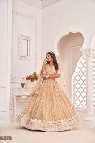 Dusty Chiqu Elegant Butterfly Net Lehenga Set Clothsvilla