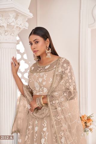 Dusty Chiqu Elegant Butterfly Net Lehenga with Intricate Embroidery ClothsVilla