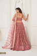 Load image into Gallery viewer, Dusty Onion Pink Butterfly Net Lehenga with Tone-to-Tone Thread Work and Mirror Embroidery ClothsVilla