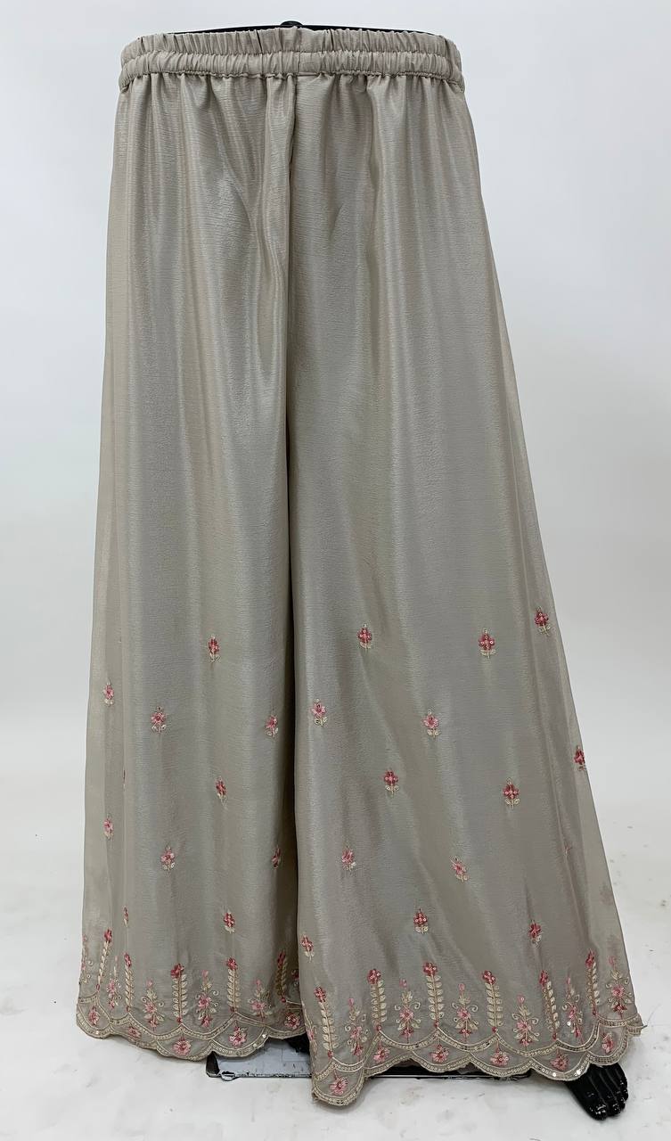Light Brown Elegant Chinon Embroidered Suit Set with Dupatta ClothsVilla