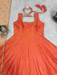 Load image into Gallery viewer, Orange Elegant Jacquard Silk Ensemble