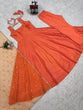 Load image into Gallery viewer, Orange Elegant Jacquard Silk Ensemble