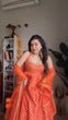 Load image into Gallery viewer, Orange Elegant Jacquard Silk Ensemble
