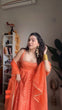 Load image into Gallery viewer, Orange Elegant Jacquard Silk Ensemble