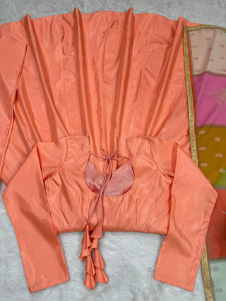 Dusty Orange Elegant Jalpari Silk Suit Set with Digital Print Dupatta