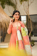 Load image into Gallery viewer, Dusty Orange Elegant Jalpari Silk Suit Set with Digital Print Dupatta