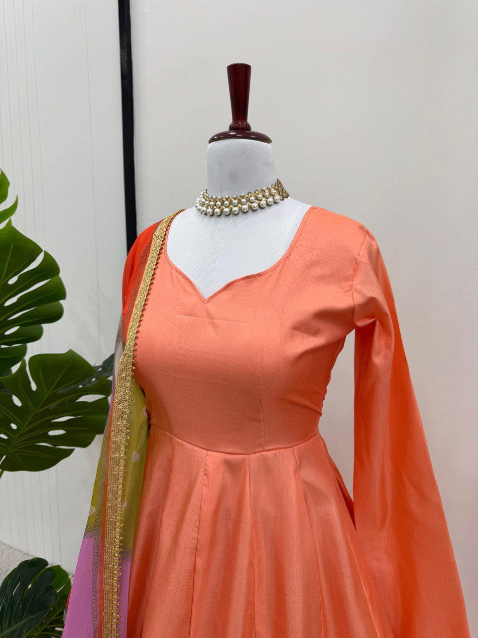 Dusty Orange Elegant Jalpari Silk Suit Set with Digital Print Dupatta