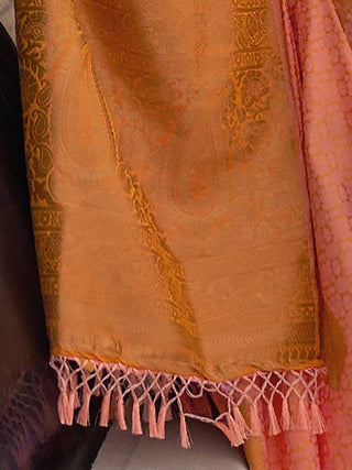 Dusty Orange Graceful Silk Blend Kanjivaram Saree with Tassel Detailing ClothsVilla