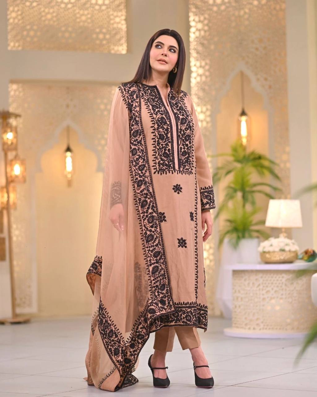 Dusty Orange Premium Designer Party Wear Top, Bottom & Dupatta Set Clothsvilla