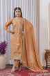 Load image into Gallery viewer, Dusty Orange Premium Designer Readymade Chinon Silk Top, Plazzo &amp; Dupatta Set – Party Wear Elegance