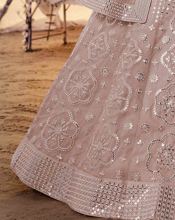 Dusty Pink Embroidered Organza bridal Lehenga Clothsvilla