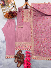 Load image into Gallery viewer, Dusty Pink Premium Designer Readymade Suit Set Heavy Chinon Silk Clothsvilla