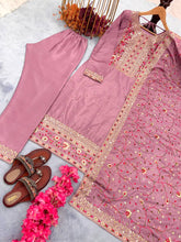 Load image into Gallery viewer, Dusty Pink Premium Designer Readymade Suit Set Heavy Chinon Silk Clothsvilla