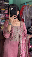 Load image into Gallery viewer, Dusty Pink Premium Designer Readymade Suit Set Heavy Chinon Silk Clothsvilla