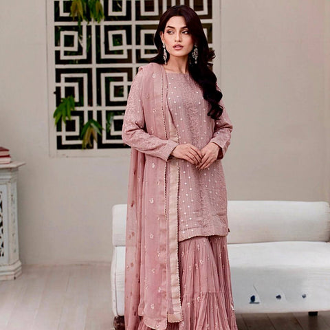 Dusty Pink Premium Designer Readymade Top Plazzo Collection Main image