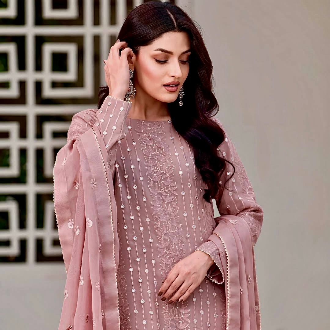 Dusty Pink Premium Designer Readymade Top Plazzo Collection