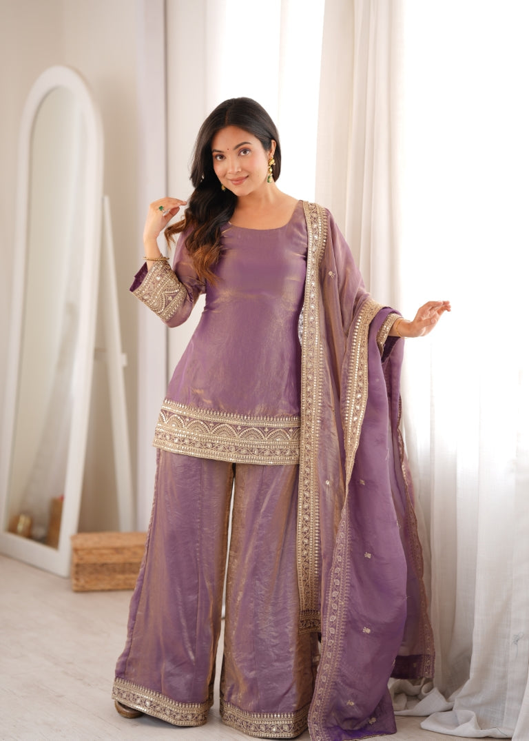 Dusty Pink Trendy Silk Palazzo Set ClothsVilla
