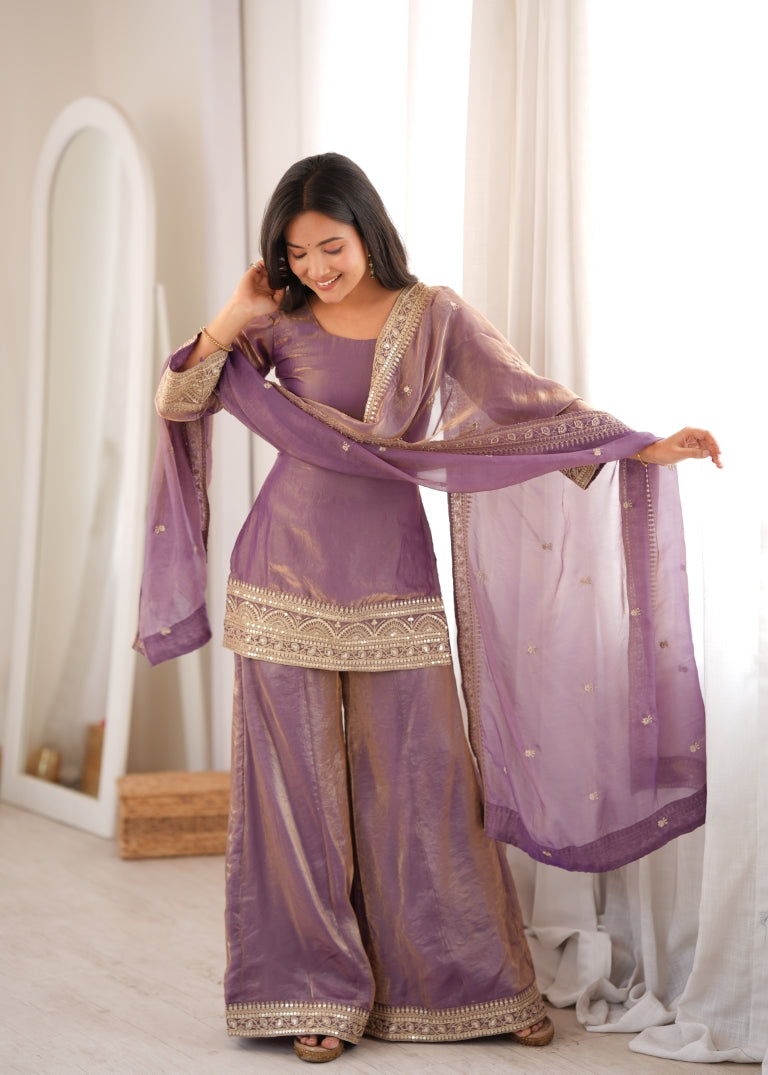 Dusty Pink Trendy Silk Palazzo Set ClothsVilla