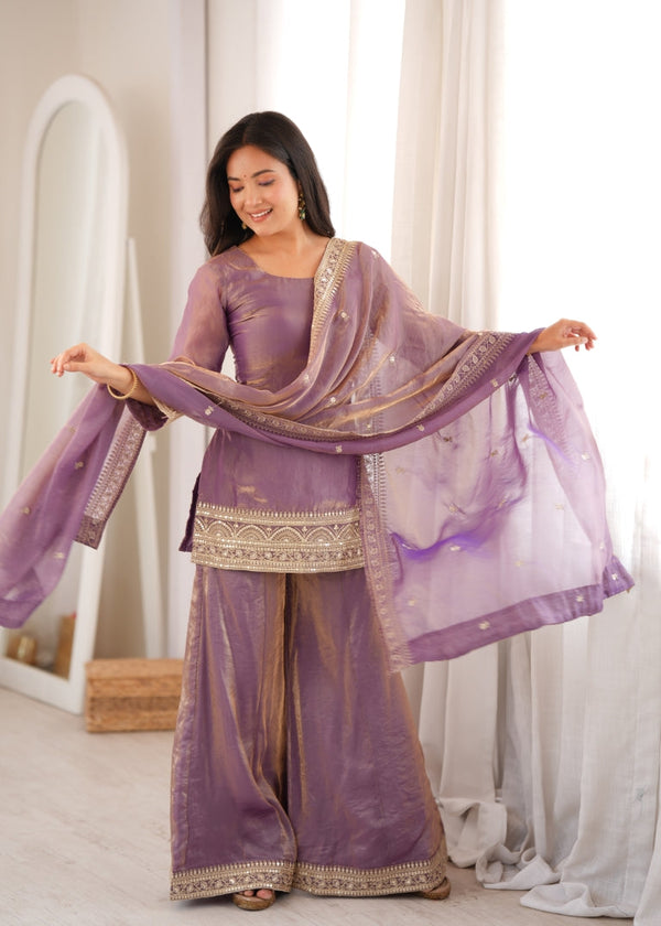 Dusty Pink Trendy Silk Palazzo Set ClothsVilla