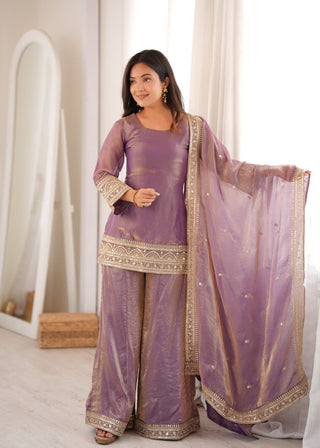 Dusty Pink Trendy Silk Palazzo Set ClothsVilla