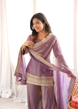 Dusty Pink Trendy Silk Palazzo Set ClothsVilla