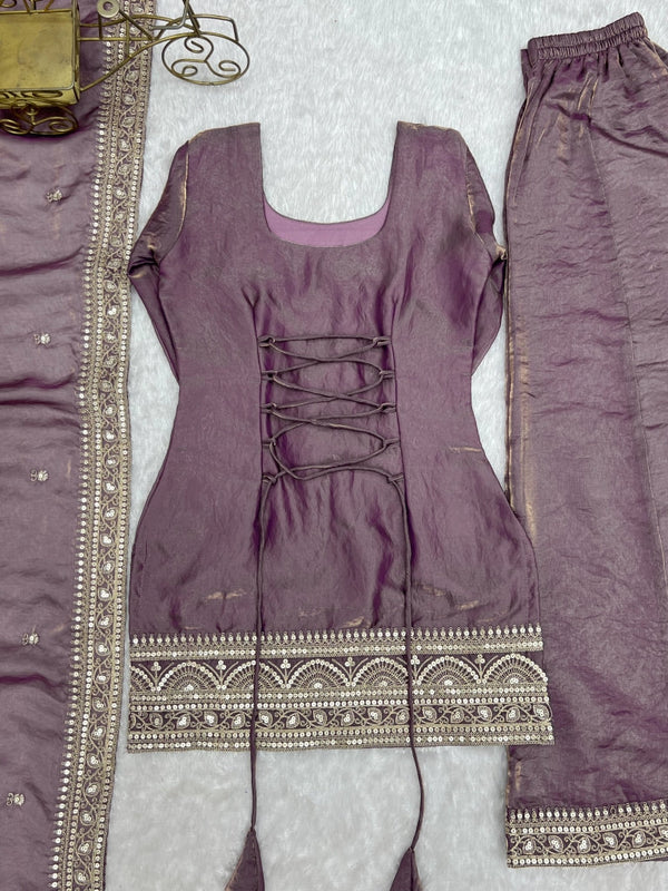 Dusty Pink Trendy Silk Palazzo Set ClothsVilla