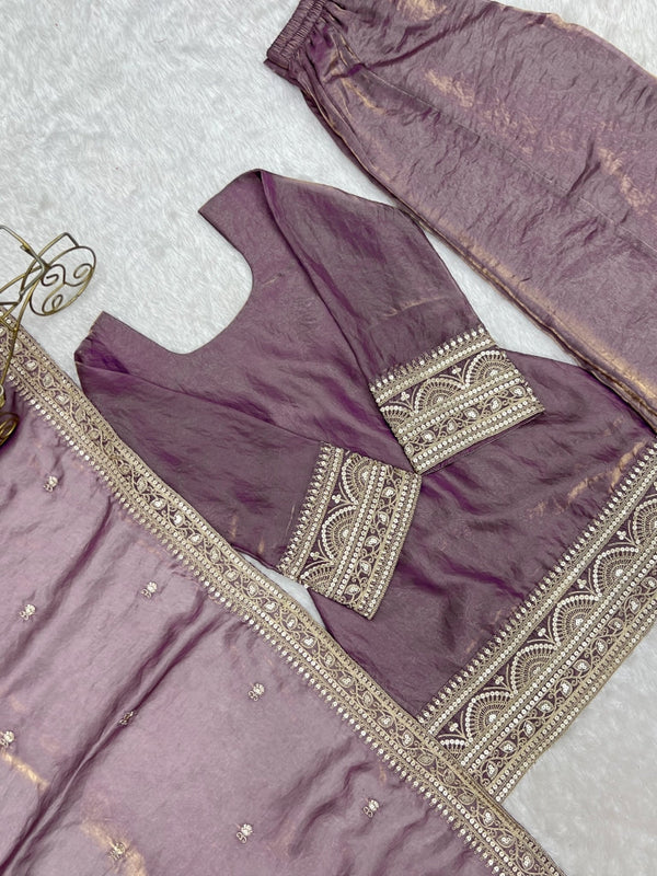 Dusty Pink Trendy Silk Palazzo Set ClothsVilla