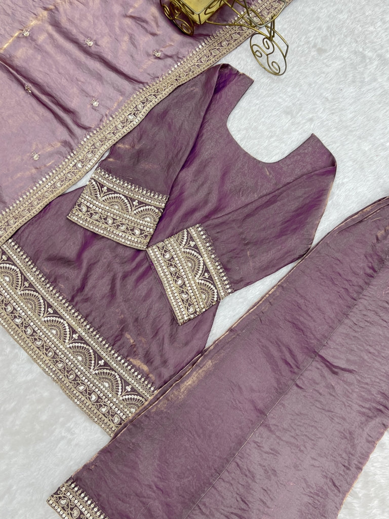 Dusty Pink Trendy Silk Palazzo Set ClothsVilla