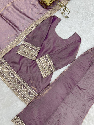 Dusty Pink Trendy Silk Palazzo Set ClothsVilla