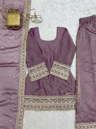 Dusty Pink Trendy Silk Palazzo Set ClothsVilla