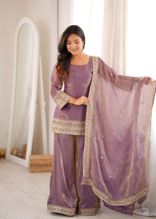 Dusty Pink Trendy Silk Palazzo Set ClothsVilla