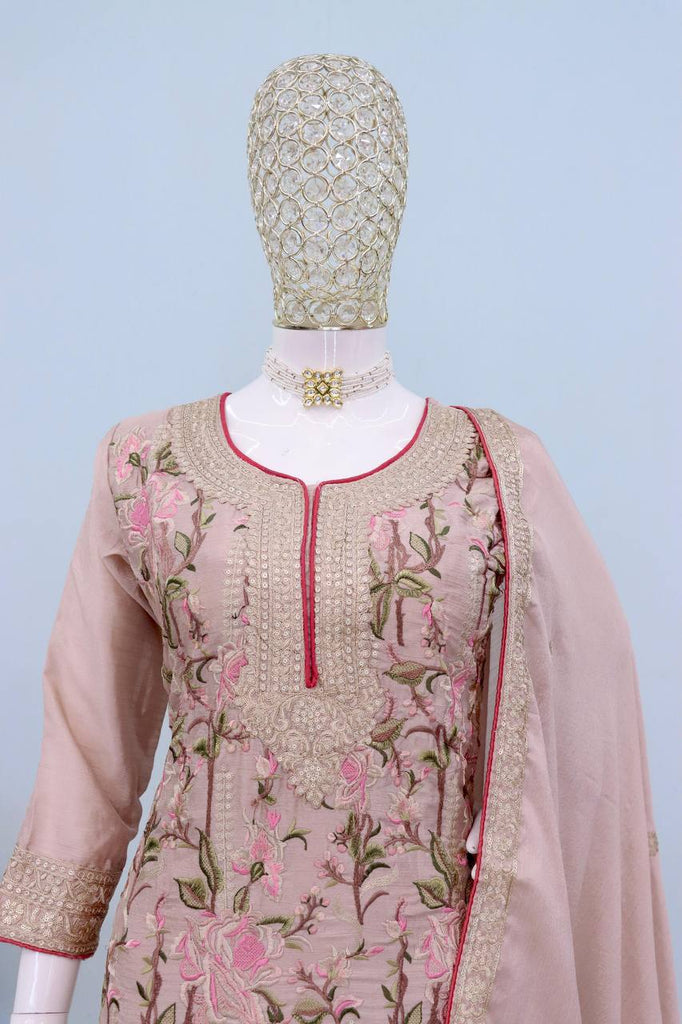 Dusty Purple Chinon Embroidered Suit Set with Dupatta – Fully Stitched ClothsVilla