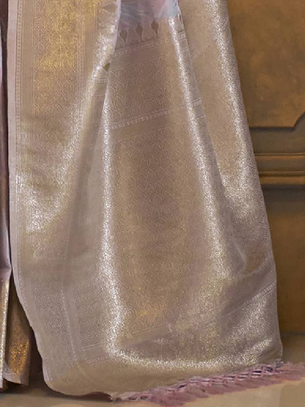 Dusty Purple Classic Banarasi Silk Blend Saree – Perfect for Weddings & Festive Occasions ClothsVilla