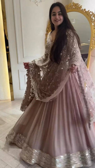 Dusty Purple Designer Faux Georgette Semi-Stitched Lehenga Set with Sequin & Thread Work Clothsvilla