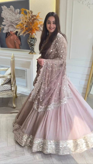 Dusty Purple Designer Faux Georgette Semi-Stitched Lehenga Set with Sequin & Thread Work Clothsvilla