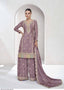 Dusty Purple Elegant Embroidered Chinon Plazo Suit Set – Full Stitched ClothsVilla