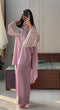 Load image into Gallery viewer, Dusty Purple Elegant Embroidered Natural Satin Top with Farshi Plazzo &amp; Dupatta ClothsVilla