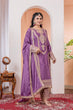 Load image into Gallery viewer, Dusty Purple Premium Designer Readymade Chinon Silk Top, Plazzo &amp; Dupatta Set – Party Wear Elegance