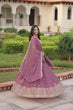 Load image into Gallery viewer, Dusty Purple Premium Faux Georgette Fully Stitched Lehenga with Sequins &amp; Zari Multi Embroidery, Unstitched Blouse, and Matching Embroidered Dupatta ClothsVilla
