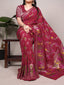 Dusty Red Nylon Weaving Work Saree ClothsVilla