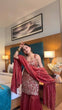 Load image into Gallery viewer, Dusty Red Premium Simmer Silk Sharara Set with Dupatta – Thread &amp; Sequin Work | Fully Stitched ClothsVilla